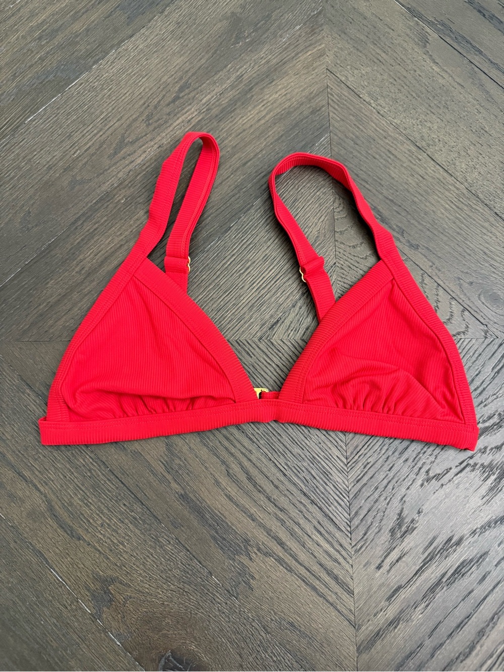 Xhilaration Red Ribbed Triangle Bikini Top